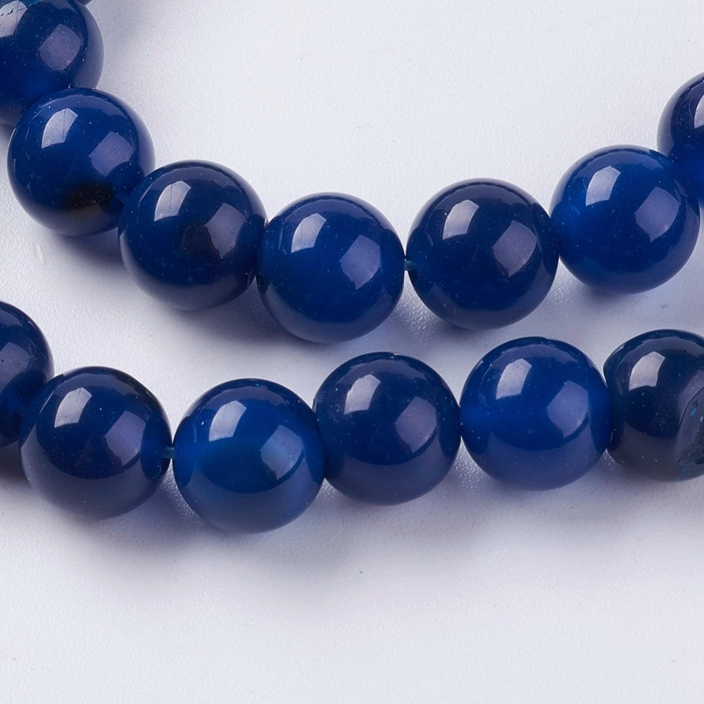 Agat Niebieski, Barwiony Kula 8mm, sznur (ok.48szt.) Agat Niebieski, Barwiony Kula 8mm, sznur (ok.48szt.)