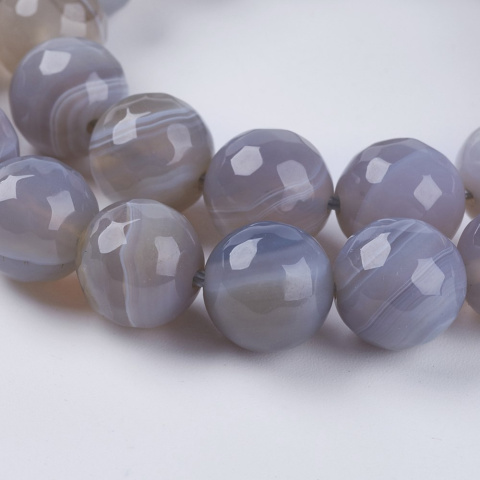 Agat prążkowany, Kula 10mm, sznur(ok.38szt.), Fasetowany Agat prążkowany, Kula 10mm, sznur(ok.38szt.), Fasetowany