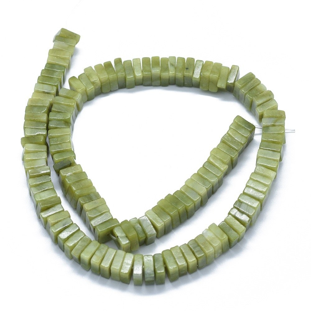 Jadeit, kwadrat 7-8mm, 1 sznur(ok.124-129szt.), Zielony Jadeit, kwadrat 7-8mm, 1 sznur(ok.124-129szt.), Zielony