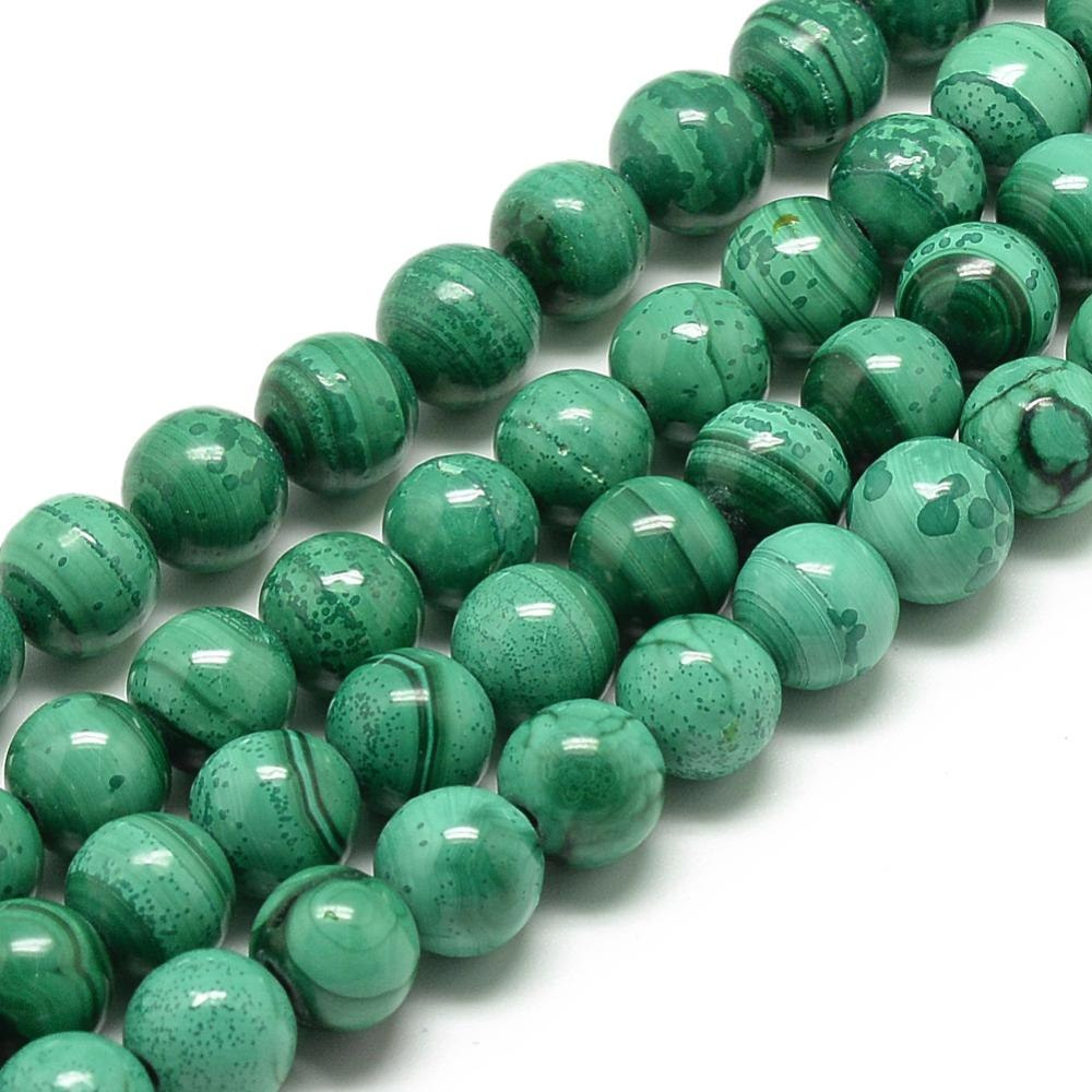 Malachit, Kula 8mm, 1sznur(ok 50szt.), Zielony Malachit, Kula 8mm, 1sznur(ok 50szt.), Zielony