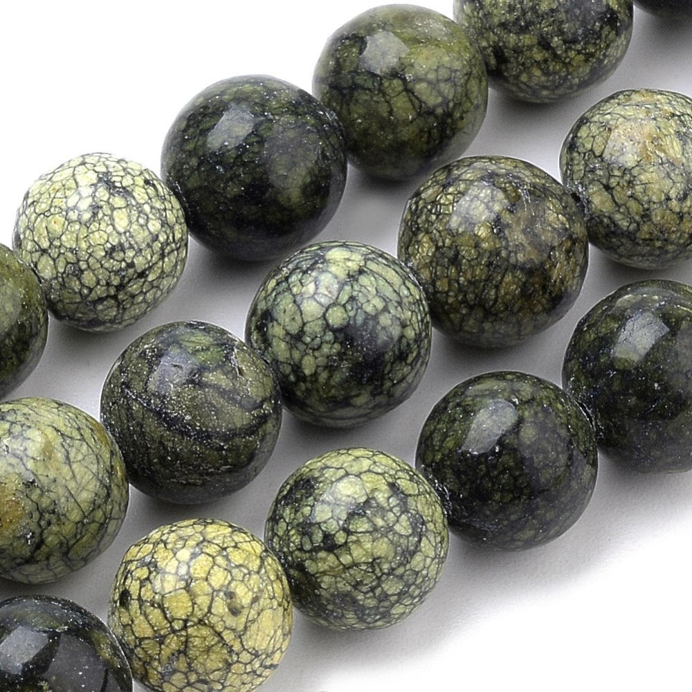 Serpentynit, Kula 8mm, sznur(ok.50szt.) Serpentynit, Kula 8mm, sznur(ok.50szt.)