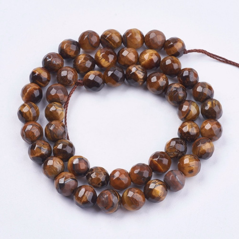 Tygrysie oko, Kula 8mm, sznur(ok.48szt.) Fasetowane Tygrysie oko, Kula 8mm, sznur(ok.48szt.) Fasetowane