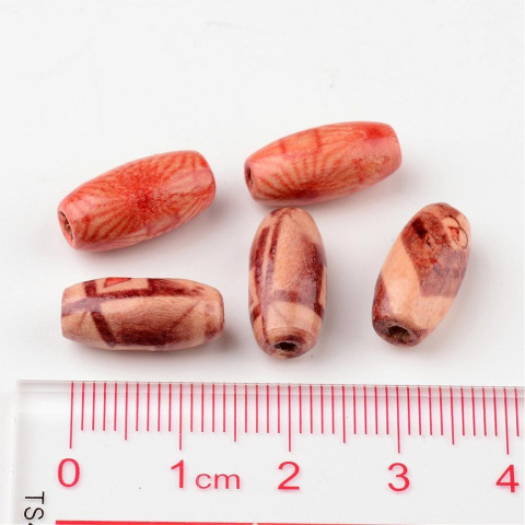 Koraliki drewniane, malowane, 25szt. 15mm owal, różne wzory Koraliki drewniane, malowane, 25szt. 15mm owal, różne wzory