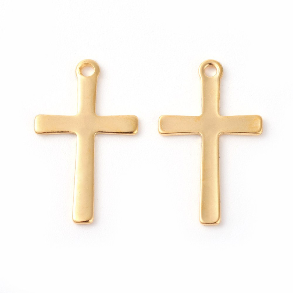 Krzyż, złota zawieszka, Stal Chirurgiczna 20,5x12,5x0,8mm Krzyż, złota zawieszka, Stal Chirurgiczna 20,5x12,5x0,8mm