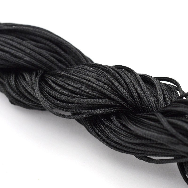 Nylonowy sznurek jubilerski, czarny, 1mm, 24m do makramy Nylonowy sznurek jubilerski, czarny, 1mm, 24m do makramy
