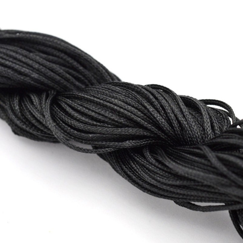Nylonowy sznurek jubilerski, czarny, 1mm, 24m do makramy Nylonowy sznurek jubilerski, czarny, 1mm, 24m do makramy