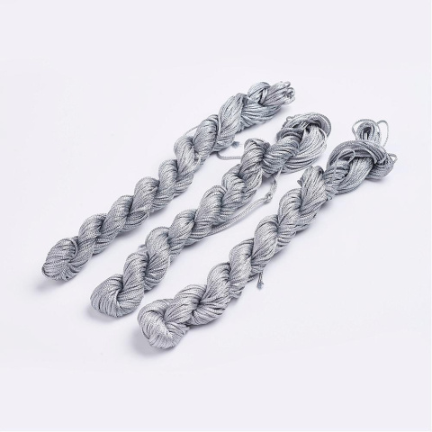 Nylonowy sznurek jubilerski, 2mm, 12m do makramy,srebrny Nylonowy sznurek jubilerski, 2mm, 12m do makramy,srebrny