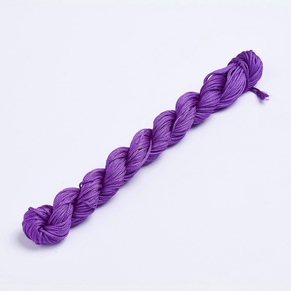 Nylonowy sznurek jubilerski, fioletowy, 1mm, 24m do makramy
