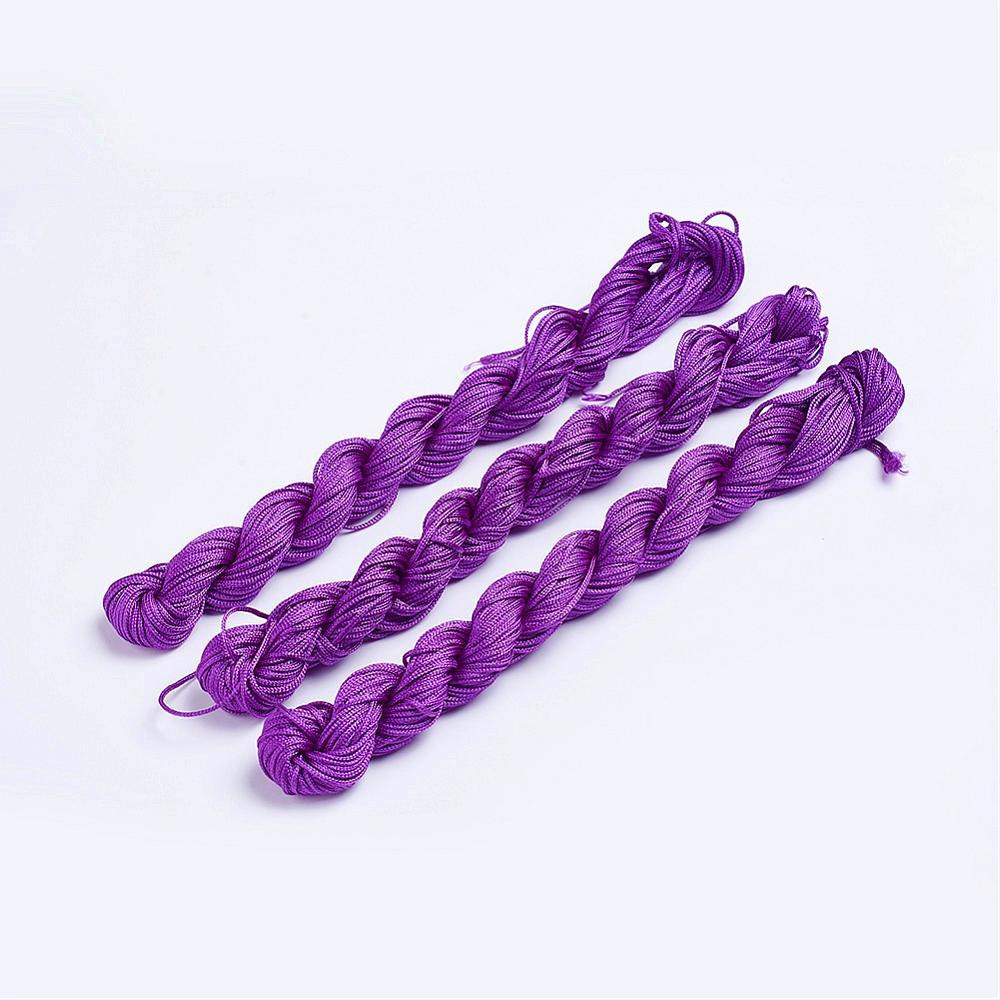 Nylonowy sznurek jubilerski, fioletowy, 1mm, 24m do makramy