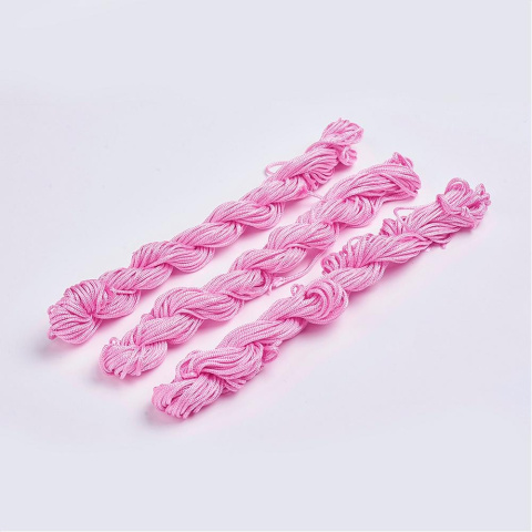 Nylonowy sznurek jubilerski, różowy, 2mm, 12m do makramy Nylonowy sznurek jubilerski, różowy, 2mm, 12m do makramy