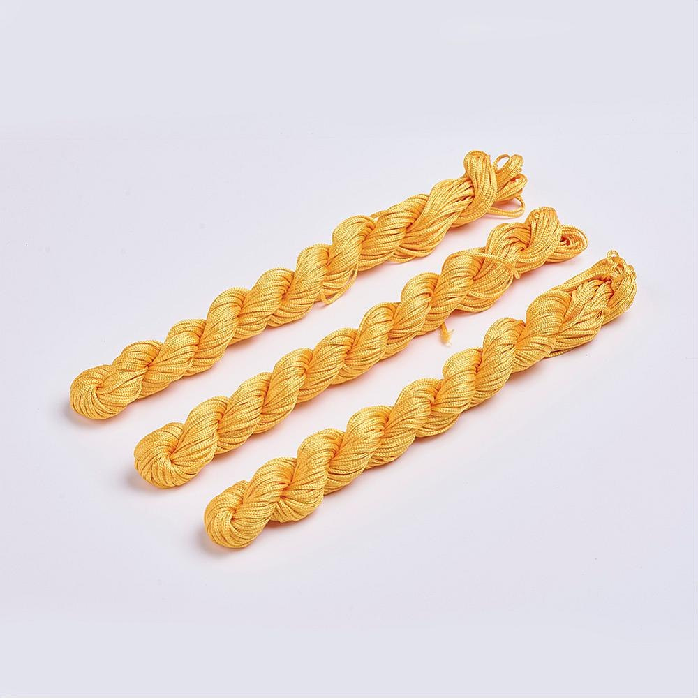 Nylonowy sznurek jubilerski, żółty, 1mm, 24m do makramy