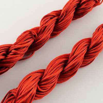Nylonowy sznurek jubilerski, czerwony, 1mm, 24m do makramy