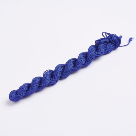 Nylonowy sznurek jubilerski, niebieski, 1mm, 24m do makramy