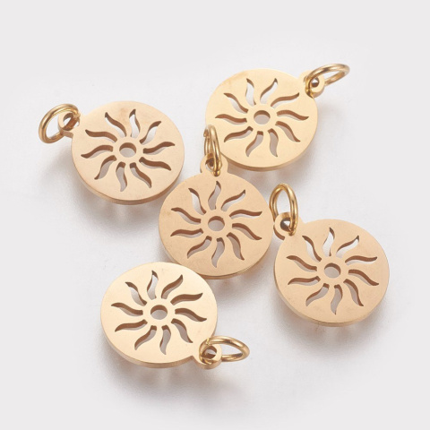 Słońce, złota zawieszka, Stal Chirurgiczna, 14x12x1mm Słońce, złota zawieszka, Stal Chirurgiczna, 14x12x1mm