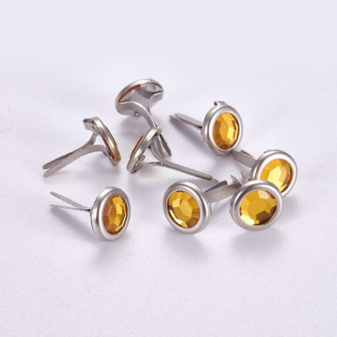 Ćwieki ozdobne 10 szt. 14mm,cytrynowe, do dekoracji papieru Ćwieki ozdobne 10 szt. 14mm,cytrynowe, do dekoracji papieru