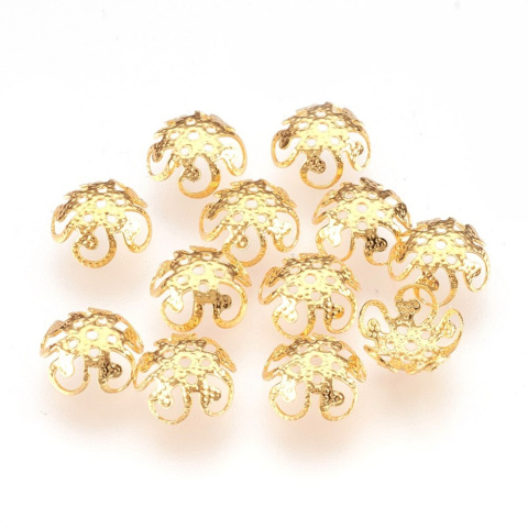 Czapeczki 5-cio płatowe, 8mm, 10 szt. Stal Chirurgiczna, złote Czapeczki 5-cio płatowe, 8mm, 10 szt. Stal Chirurgiczna, złote