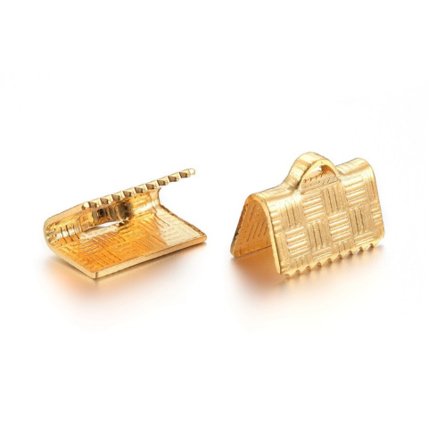Końcówka wstażki, prostokąt, złota 2szt. Stal chirurgiczna, 7x10mm Końcówka wstażki, prostokąt, złota 2szt. Stal chirurgiczna, 7x10mm