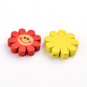 Koraliki drewniane uśmiechnięte kwiatki, malowane, 10szt. mix kolorów