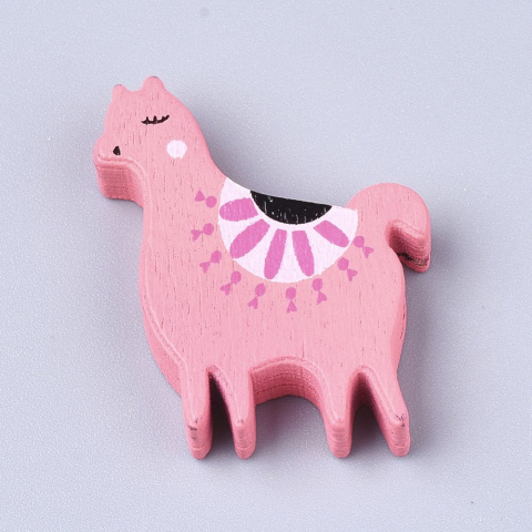 Koraliki drewniane lama, malowane, 10szt. mix kolorów