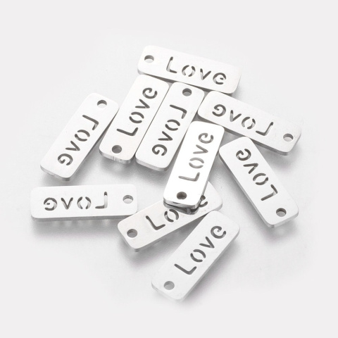 Love, zawieszka, Stal Chirurgiczna 17x6x1mm Love, zawieszka, Stal Chirurgiczna 17x6x1mm