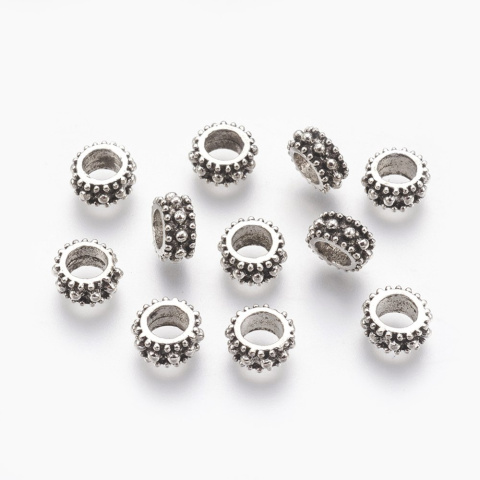 Walec, przekładka, koralik modułowy, 9 x 4,5 mm, antyczne srebro Walec, przekładka, koralik modułowy, 9 x 4,5 mm, antyczne srebro