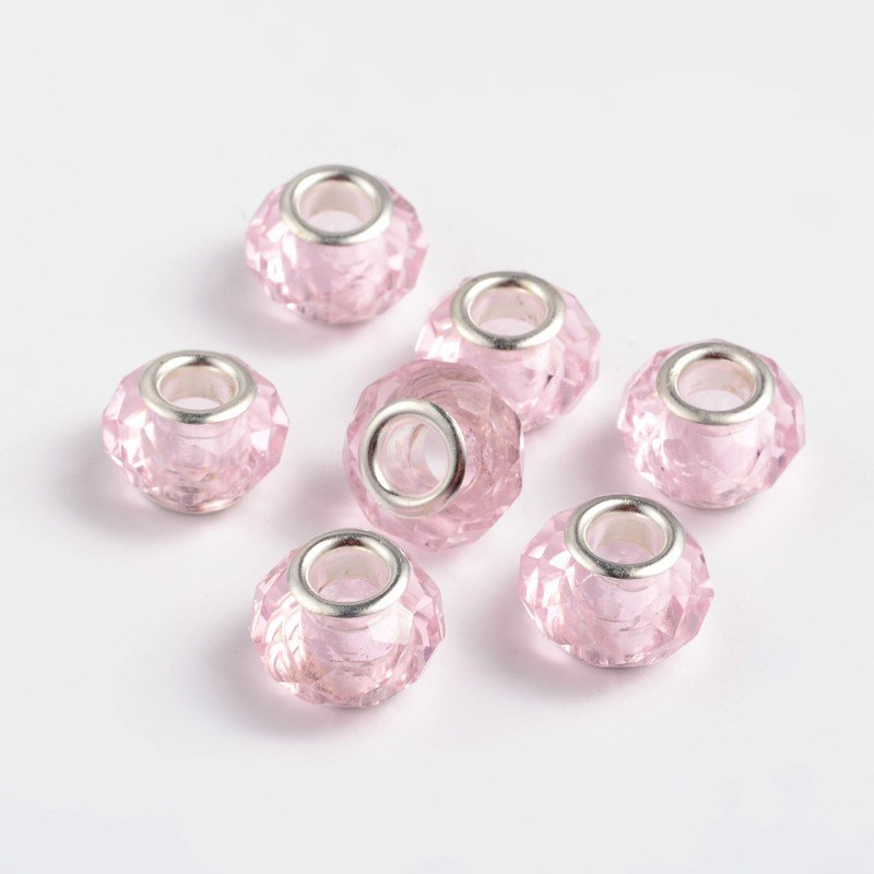 Walec, przekładka, koralik modułowy, 14 x 9 mm, różowy Walec, przekładka, koralik modułowy, 14 x 9 mm, różowy