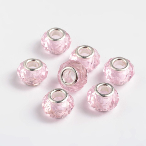 Walec, przekładka, koralik modułowy, 14 x 9 mm, różowy Walec, przekładka, koralik modułowy, 14 x 9 mm, różowy