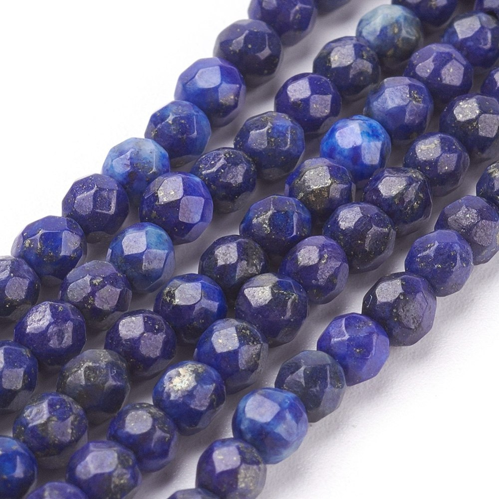 Lapis Lazuli, fasetowany, Kula 4mm, sznur (ok. 96szt.) Lapis Lazuli, fasetowany, Kula 4mm, sznur (ok. 96szt.)