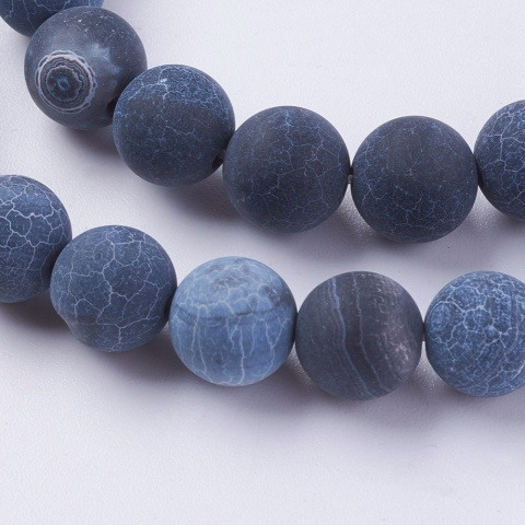 Agat, granatowy, matowy, Kula 8mm, sznur(ok.46szt.) Agat, granatowy, matowy, Kula 8mm, sznur(ok.46szt.)
