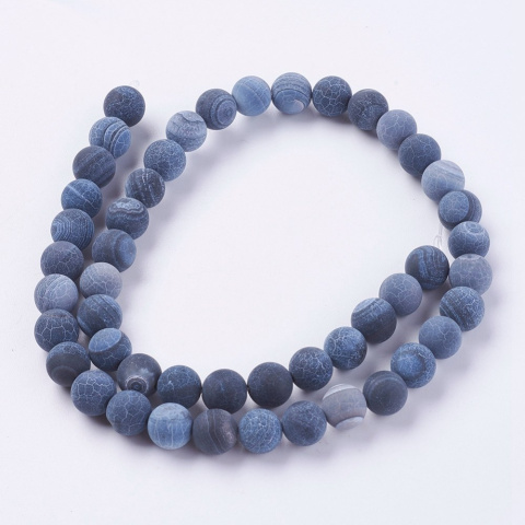 Agat, granatowy, matowy, Kula 8mm, sznur(ok.46szt.) Agat, granatowy, matowy, Kula 8mm, sznur(ok.46szt.)