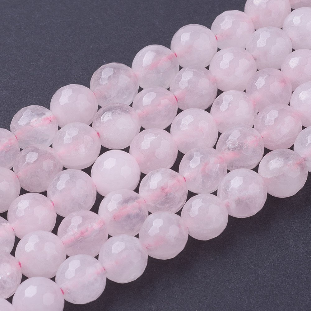 Kwarc różowy, koraliki 8mm, 24szt (sznur), fasetowane Kwarc różowy, koraliki 8mm, 24szt (sznur), fasetowane