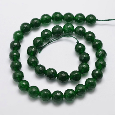 Jadeit, koraliki naturalne, zielone, okrągłe fasetowane 8mm, 46szt (sznur) Jadeit, koraliki naturalne, zielone, okrągłe fasetowane 8mm, 46szt (sznur)
