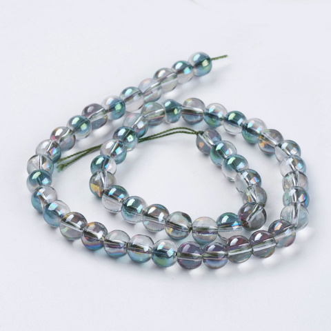 Szklane koraliki, tęczowe, 6mm, 68~70szt.(sznur) Szklane koraliki, tęczowe, 6mm, 68~70szt.(sznur)