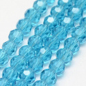 Szklane koraliki, niebieski, 6mm, 98~100szt.(sznur), fasetowe