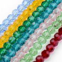Szklane koraliki, mix kolorów, 6mm, 500szt.(100szt. -sznur), fasetowe