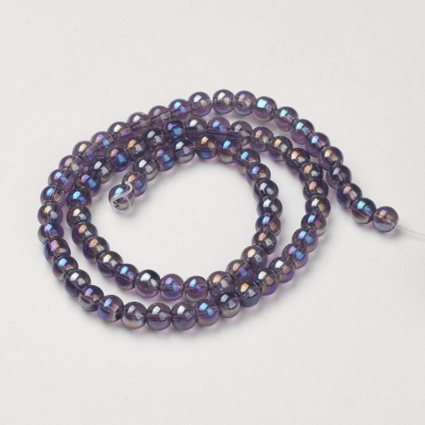 Szklane koraliki, stalowe AB, 8mm, 42szt.(sznur)