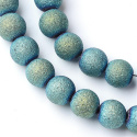 Szklane koraliki, platerowany zielony, niebieski matowe, 4mm, 100szt.(sznur)