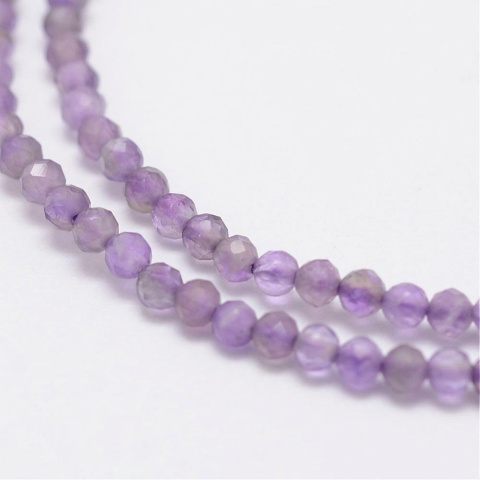 Ametyst, koralik 2mm, 220 szt.(sznur) fasetowy Ametyst, koralik 2mm, 220 szt.(sznur) fasetowy