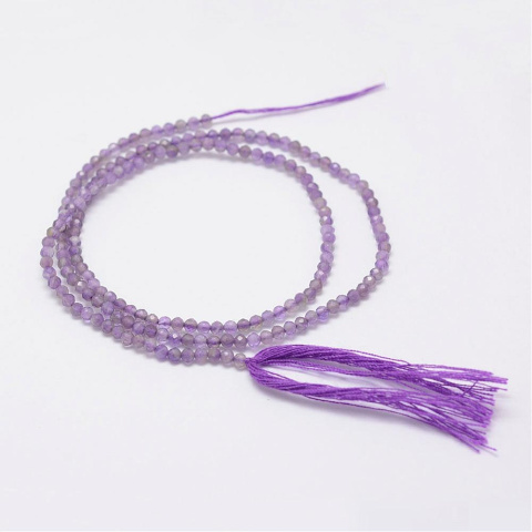 Ametyst, koralik 2mm, 220 szt.(sznur) fasetowy Ametyst, koralik 2mm, 220 szt.(sznur) fasetowy