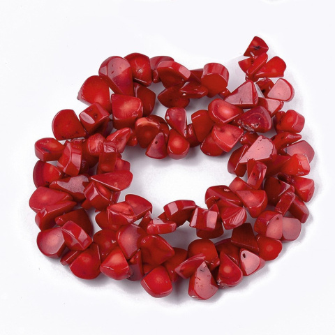 Koral, koraliki 10~19x9~13mm, 78szt. (sznur) Koral, koraliki 10~19x9~13mm, 78szt. (sznur)