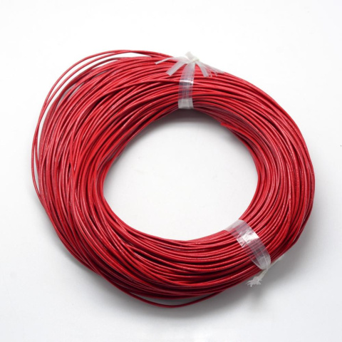 Rzemień skórzany,okrągły, 1m, czerwony, 1,5mm Rzemień skórzany,okrągły, 1m, czerwony, 1,5mm