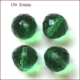 Koraliki szklane kryształowe, zielone, 6mm, fasetowane
