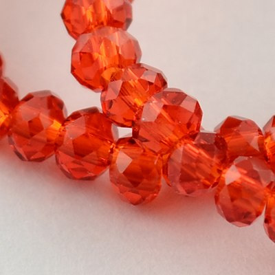 Koraliki szklane fasetowane, czerwone, 3,5~4mm