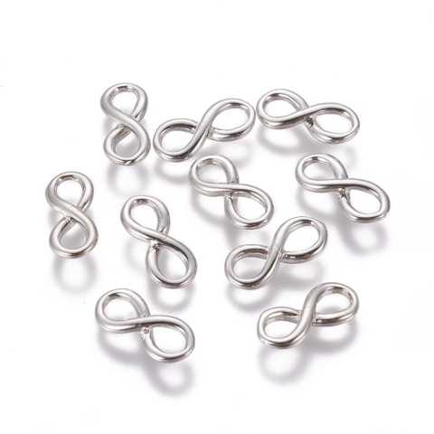 Łącznik nieskończoność, srebrny, 14mm, 1 szt. Łącznik nieskończoność, srebrny, 14mm, 1 szt.