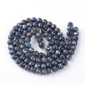 Szklane koraliki, czarno-niebieski, 10mm, 80szt(sznur)