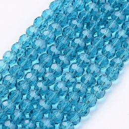 Szklane koraliki, niebieskie, 4mm, 98szt.(sznur), fasetowe