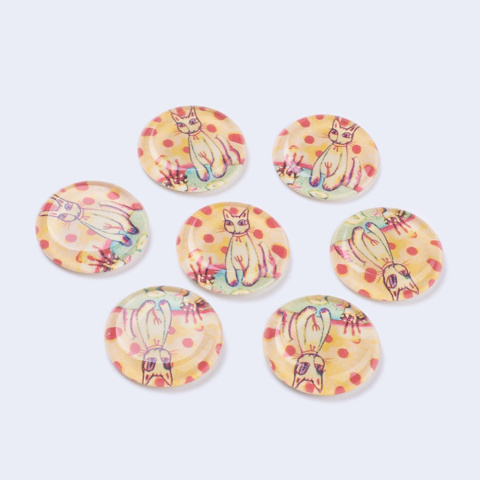 Szklany kaboszon 33mm, kot, półokrągły Szklany kaboszon 33mm, kot, półokrągły