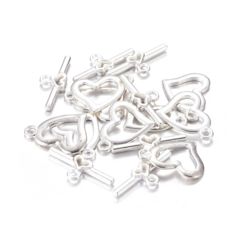Zapięcie ozdobne serce, kolor srebrny, 15x19mm; Toggle Zapięcie ozdobne serce, kolor srebrny, 15x19mm; Toggle