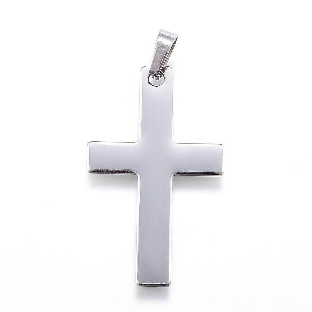 Srebrny krzyż, wisior, Stal Chirurgiczna, 36,5mm