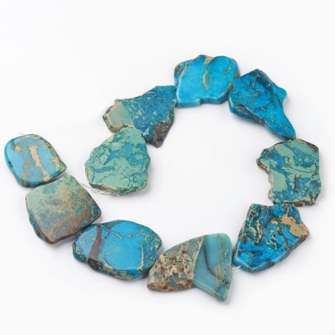 Jaspis Imperial, 32~54x20~40mm, 1 szt., turkusowy